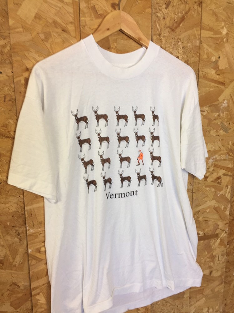 Vintage 90s Vermont Canada moose hunting white souvenir t-shirt size XL