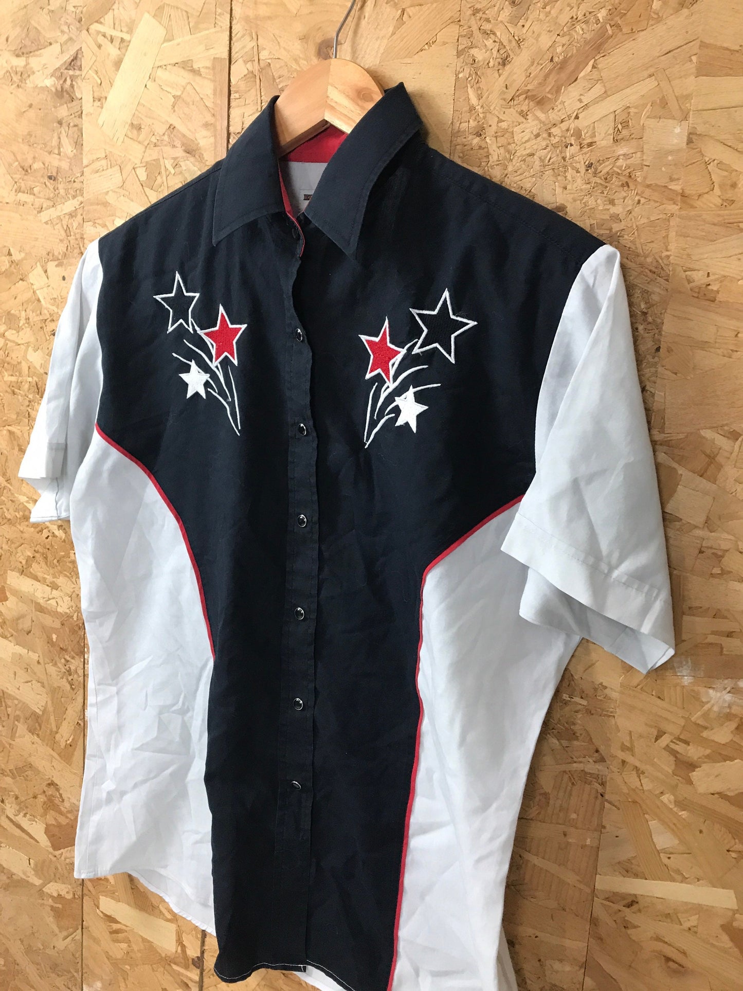 Ladies Vintage USA red black grey Rockerbilly line dance cowgirl western shirt size medium by Country Charmers