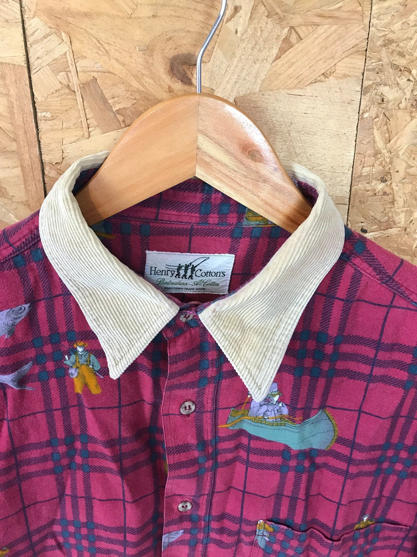 Vintage 90s red check fishing hunting  soft brushed cotton shirt size large by Henry Cottons