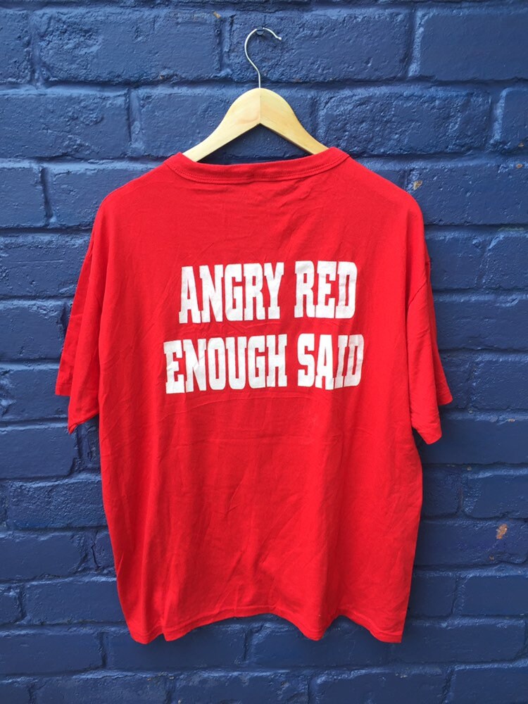 Vintage 90s Belfry Football Angry Red Enough Said 96’ University USA red t-shirt size large