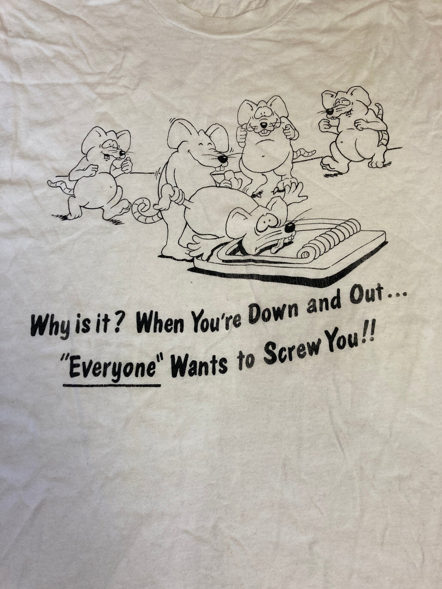 Vintage 80s funny mouse trap slogan graphic white single stitch t-shirt size large