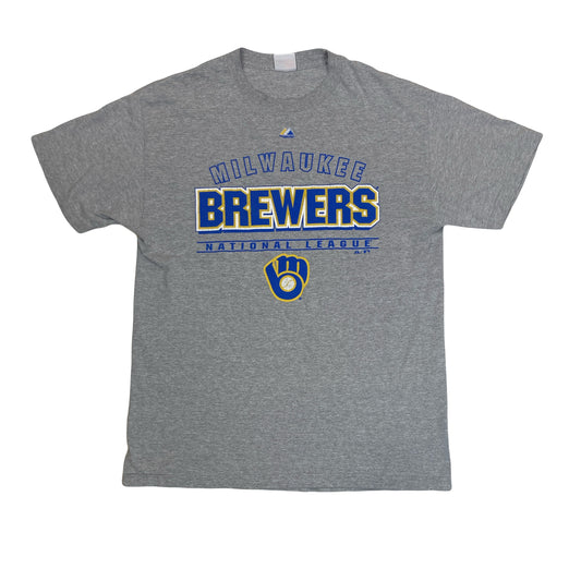 Vintage Y2K Milwaukee Brewers national league grey t-shirt size XL