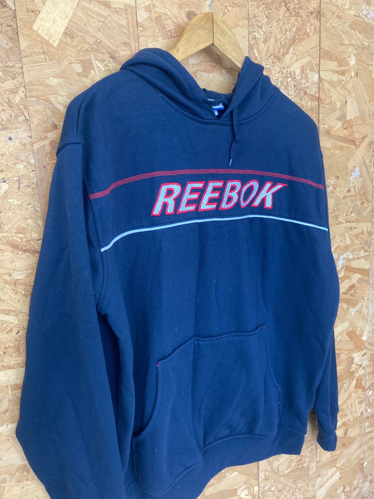 Vintage Y2K Reebok navy blue red spell out  hoodie size medium