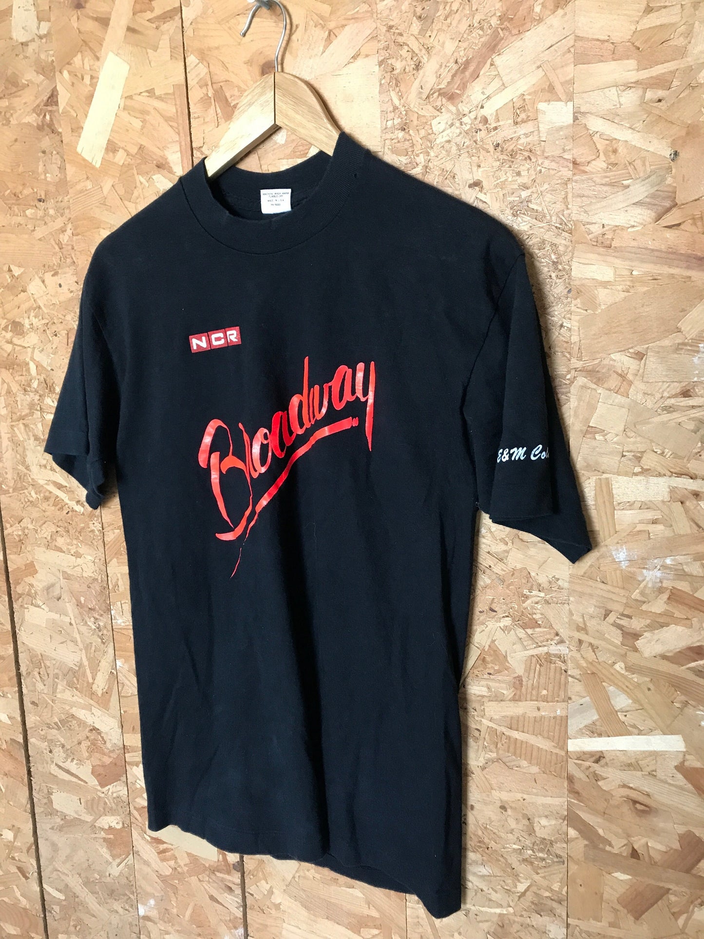 Vintage 90s NCR Broadway logo USA black souvenir theatre production NYC t-shirt size large