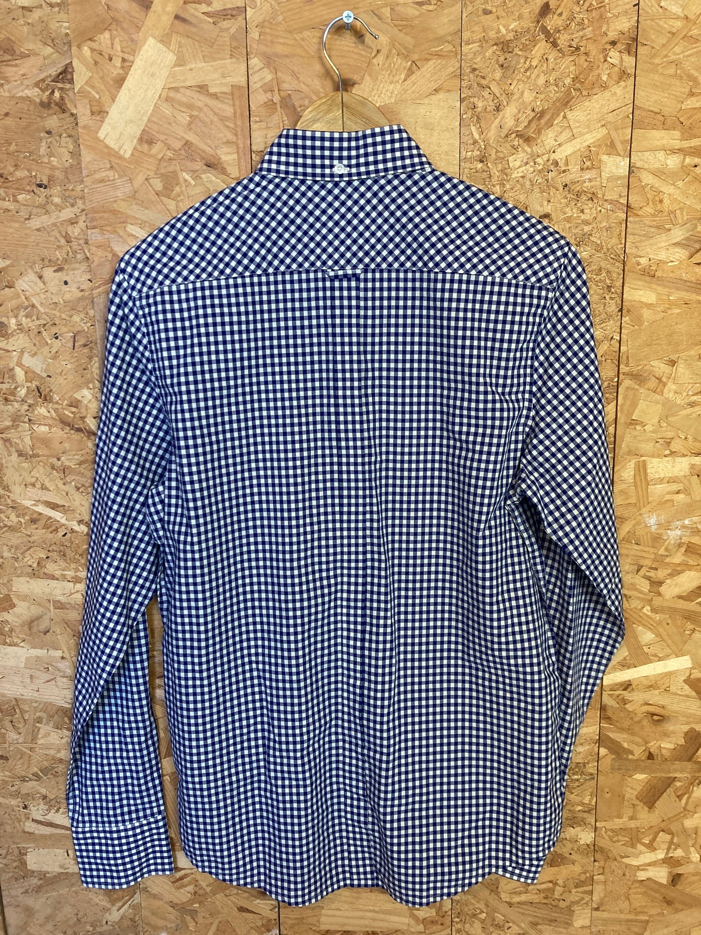 Vintage Ben Sherman navy blue gingham check long sleeve Mod skinhead retro punk shirt size small