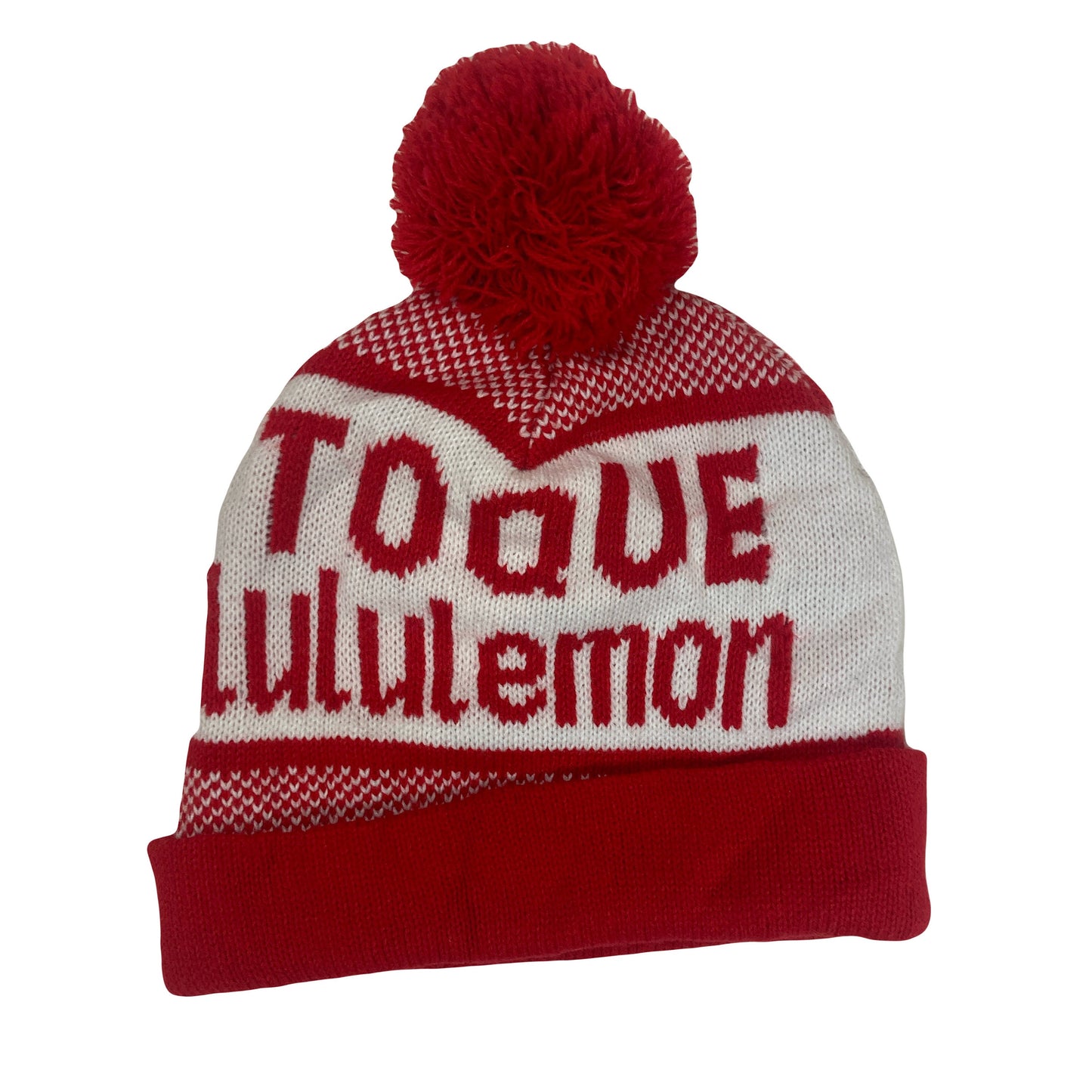 Vintage red white Toque Lululemon iconic winter ski beanie bobble hat