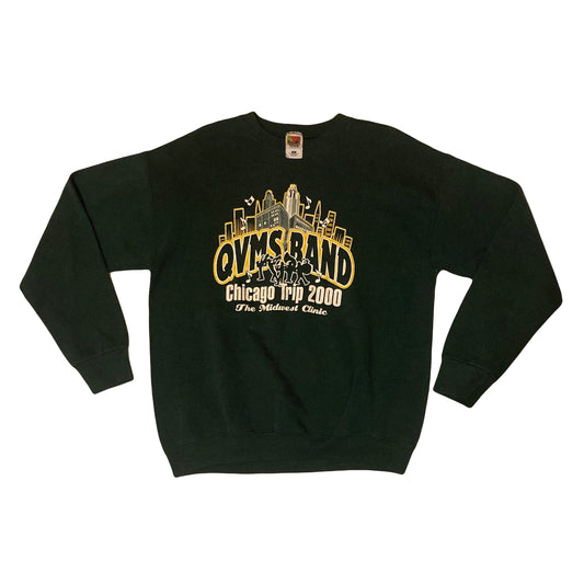 Vintage Y2K QVMS band Chicago tour USA souvenir dark green yellow crew neck sweater size large