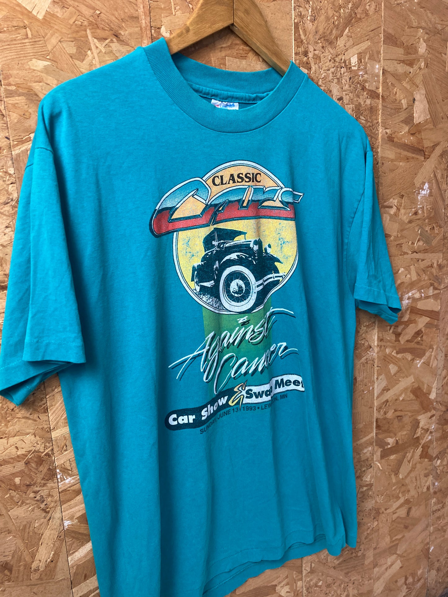 Vintage 93 green classic car meet single stitch souvenir t-shirt size large