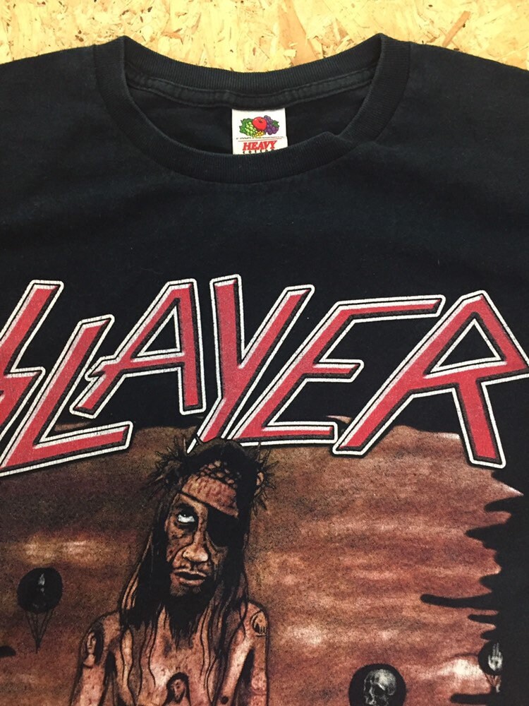 Vintage Slayer thrash metal band t-shirt double sided spell out print size medium