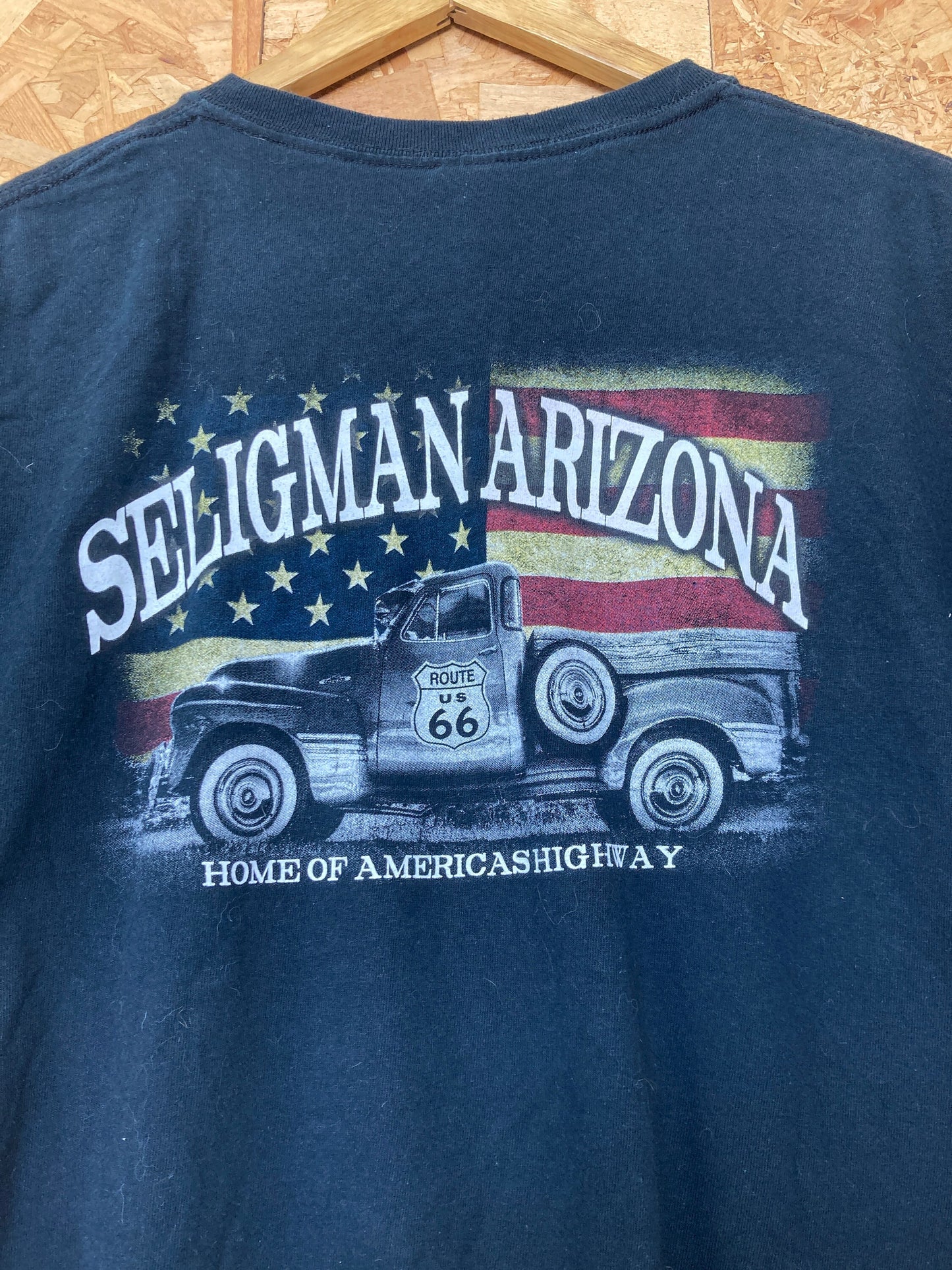 Vintage 90s Seligman Arizona Route 66 USA black souvenir t-shirt size XL