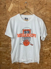 Vintage 89-90 Megahoops basketball Lotto Contest LaCrosse USA souvenir white orange t-shirt size large