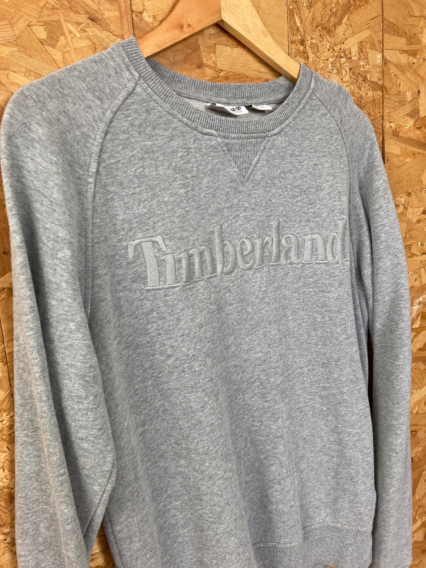 Vintage Y2K grey Timberland USA embroidered spell out crew neck sweater size XS