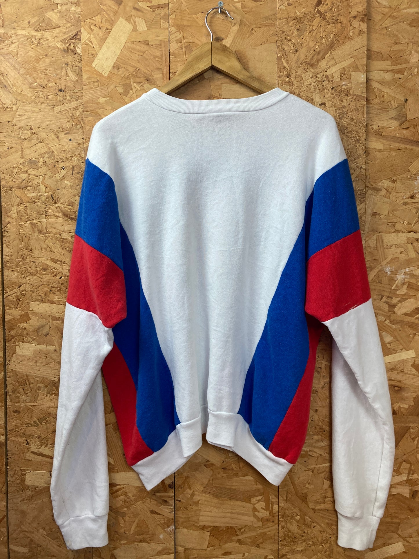 Vintage 80s Detroit Pistons red blue white crew neck sweater size large