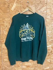 Vintage Y2K QVMS band Chicago tour USA souvenir dark green yellow crew neck sweater size large