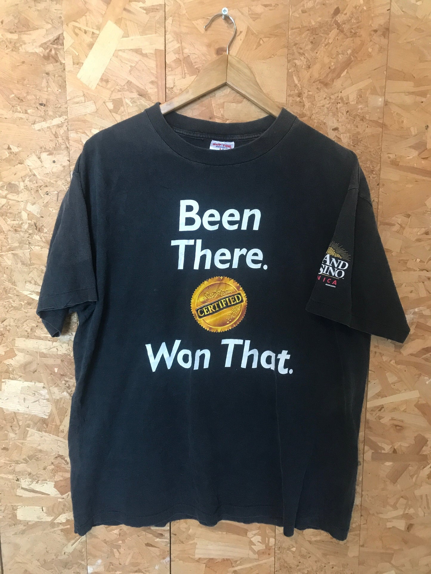 Vintage 90s Been There Won That Tunica Mississipi Grand Casino USA black distressed souvenir t-shirt