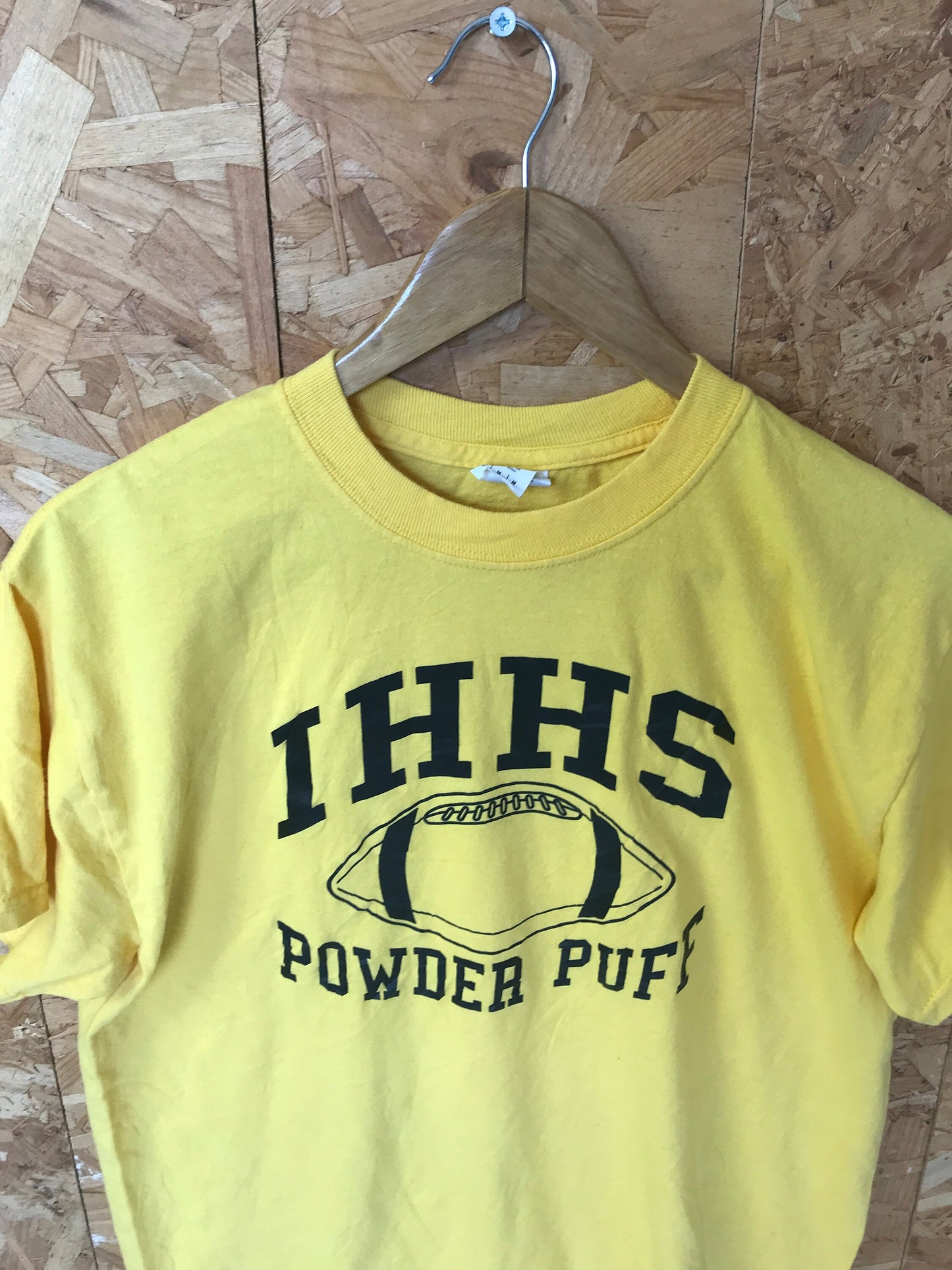 Vintage 90s IHHS Indian Hills High School football Quirky USA college team sports yellow t-shirt size medium