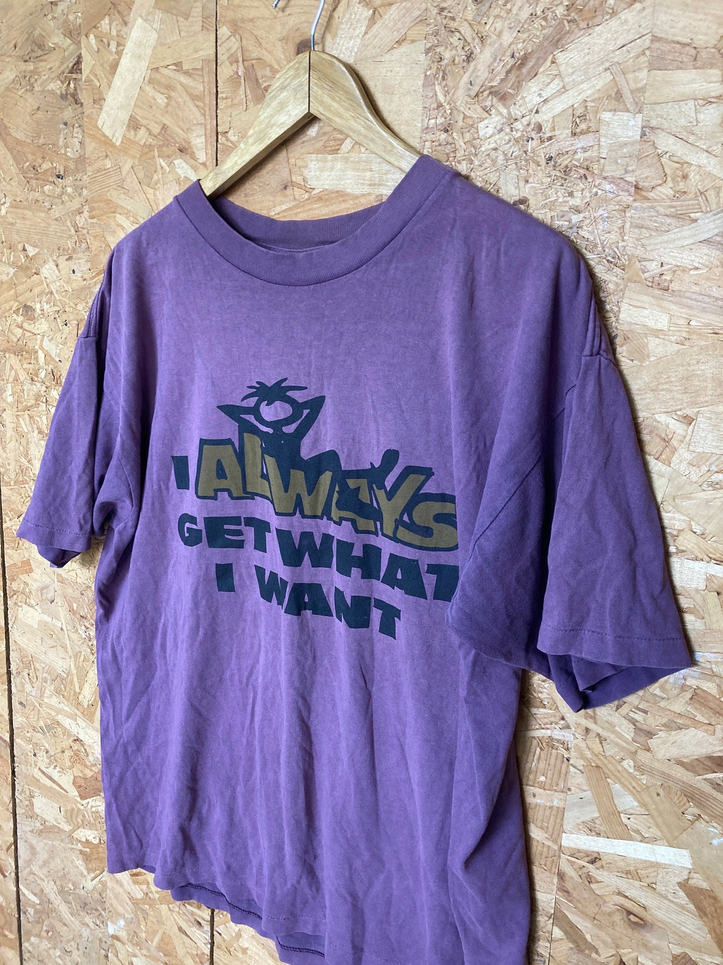 Vintage 90s I Always Get What i Want dark mauve purple single stitch USA t-shirt size XL