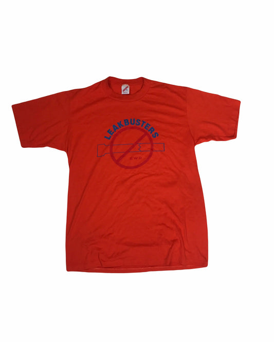 Vintage 90s Quirky plumber tradesman leakbusters USA souvenir orange t shirt size XL