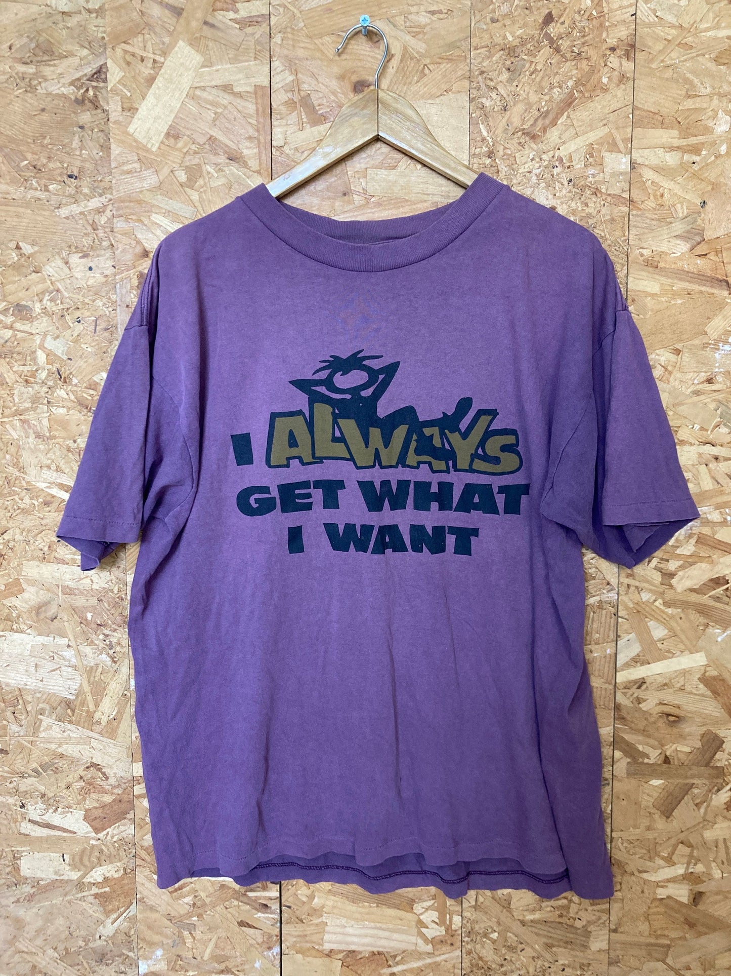 Vintage 90s I Always Get What i Want dark mauve purple single stitch USA t-shirt size XL