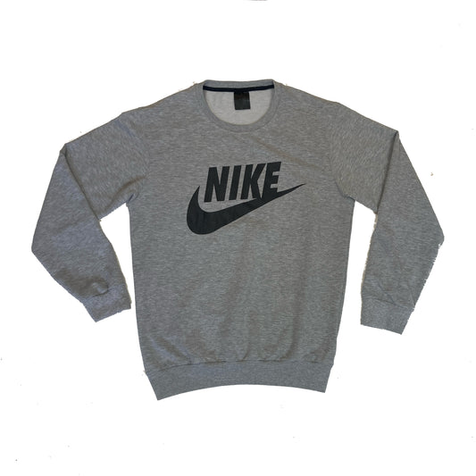 Vintage 90s Nike swoosh logo grey black crew neck sweater size medium