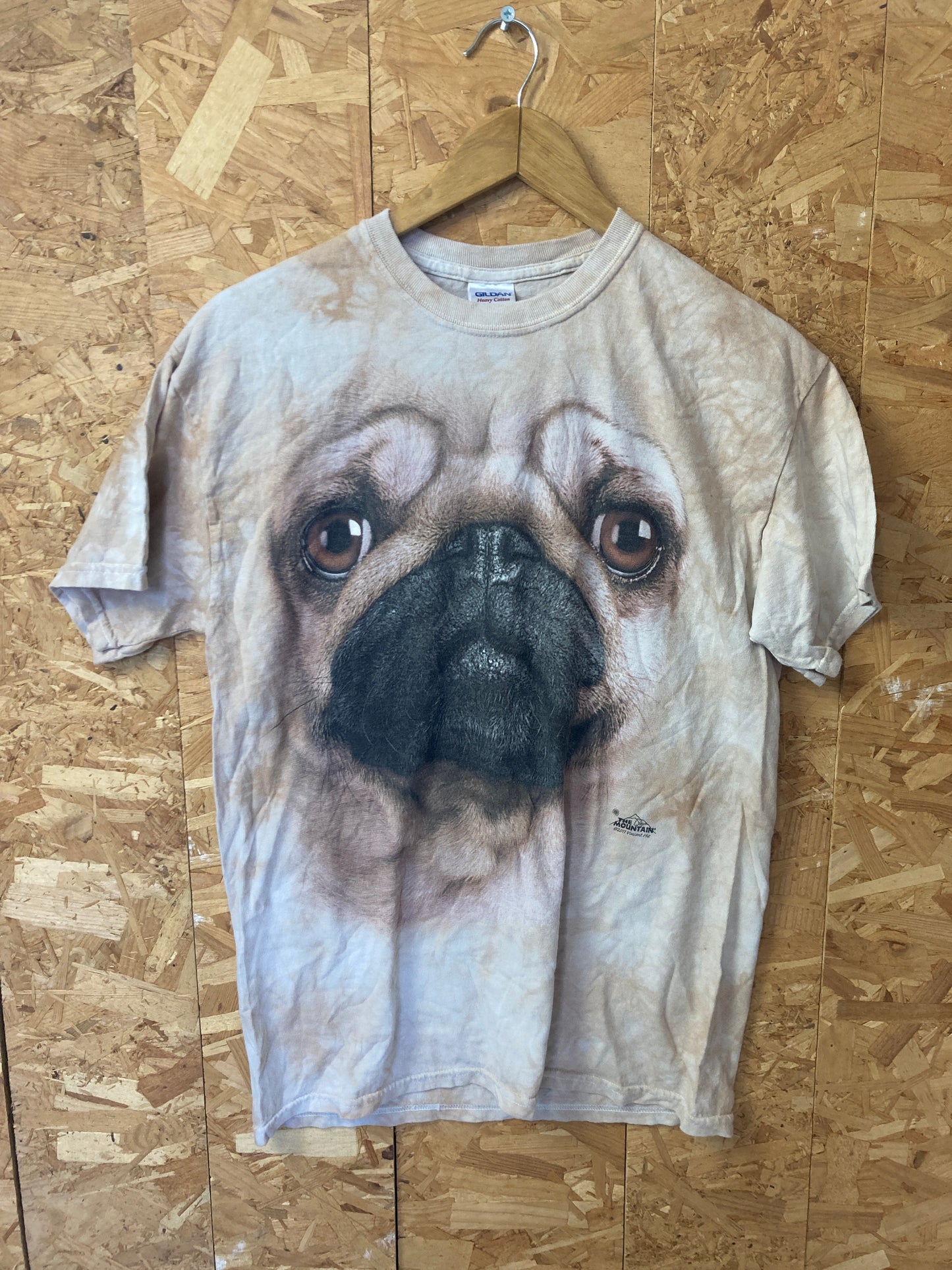 Vintage  Y2K tie dye beige french bulldog print souvenir t-shirt size medium