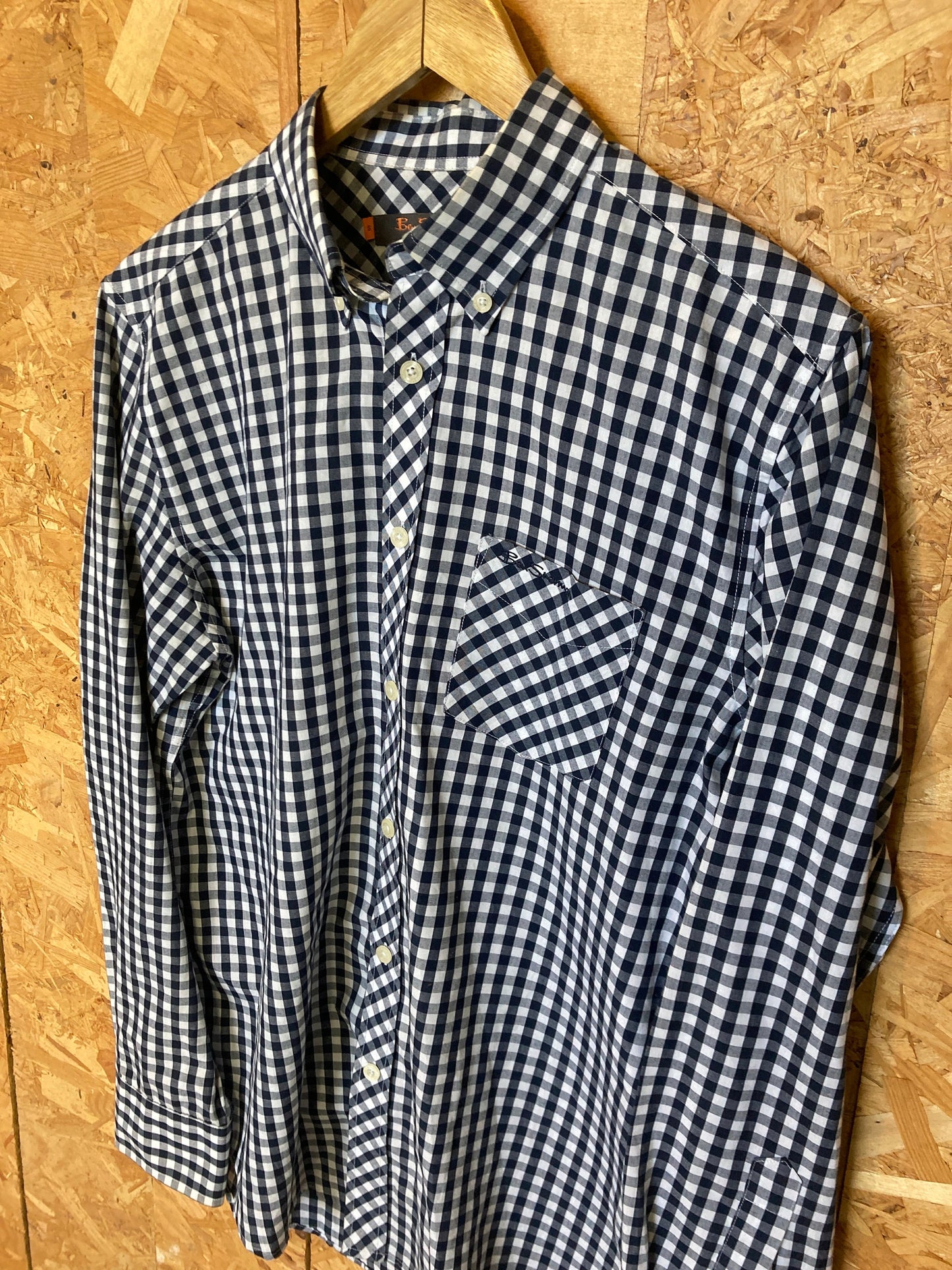 Vintage Ben Sherman black gingham check long sleeve Mod skinhead retro punk shirt size small