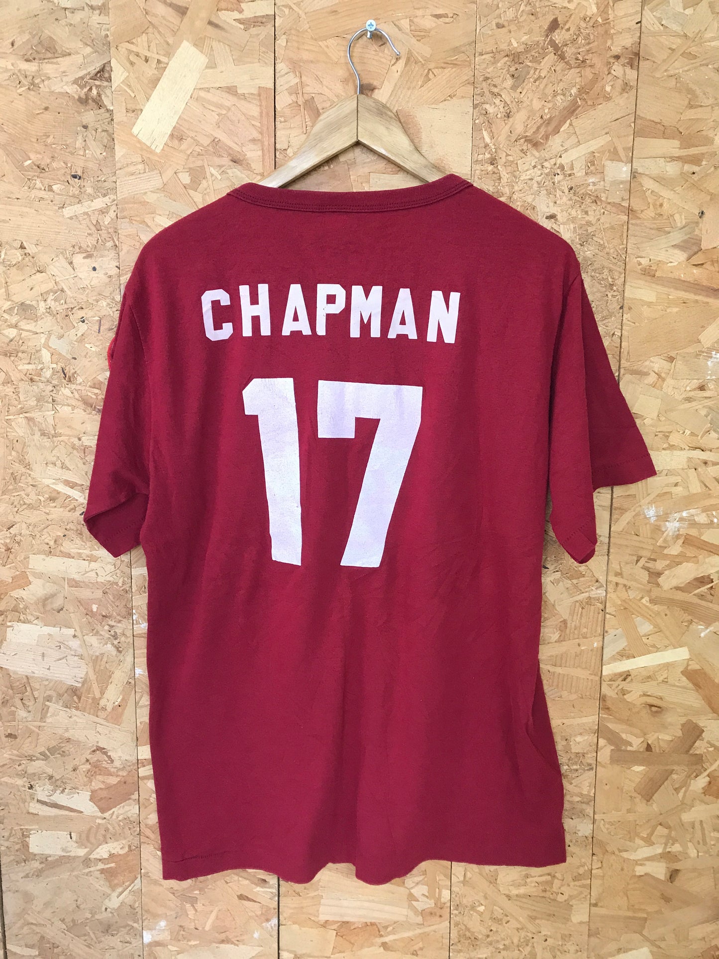 Vintage 90s Jasper Chapman Dixie Baseball League USA dark red button t-shirt size large