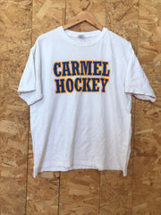 Vintage Carmel Hockey team ‘Follow me to the rink’ USA college sports souvenir white t-shirt size large