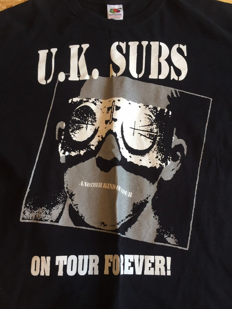 Vintage UK punk scene band uk subs on tour t-shirt with print on back size large