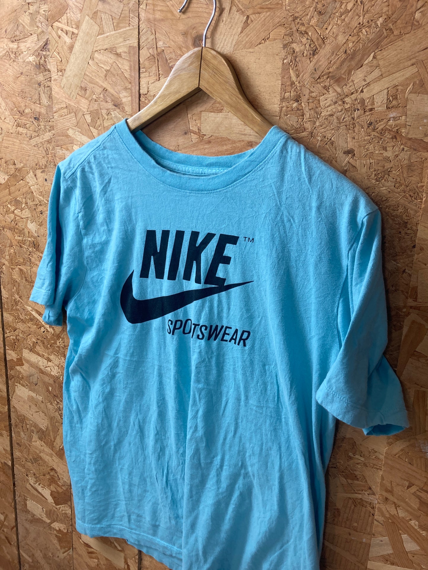 Vintage Y2K Nike light blue black logo t-shirt size medium