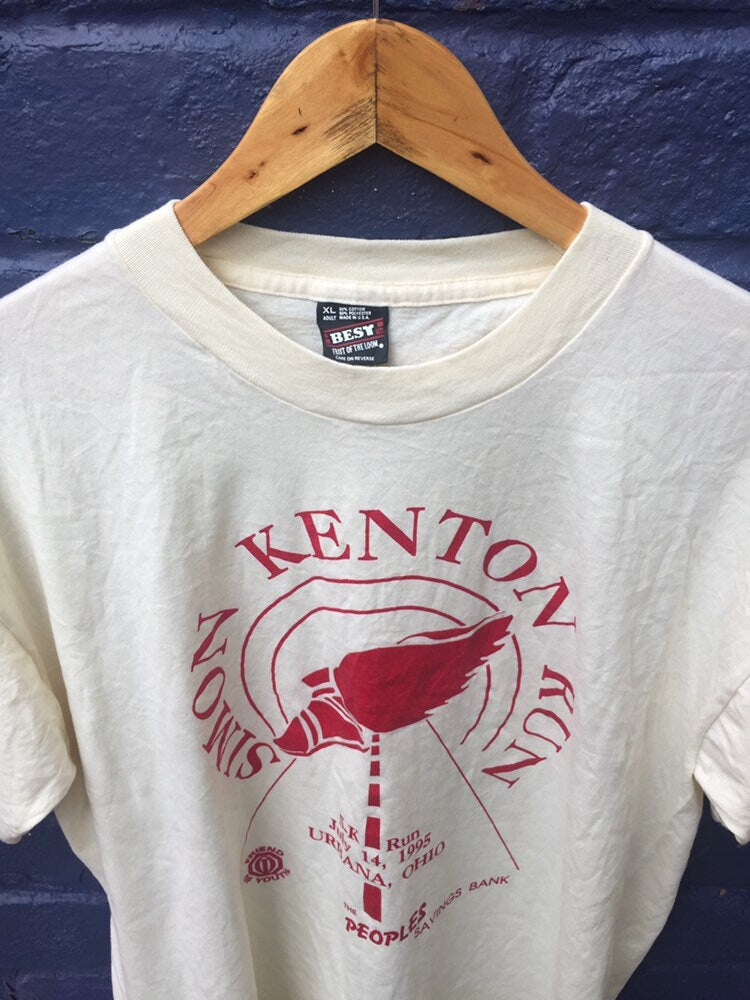 Vintage 90s USA Souvenir beige Simon Kenton Run Urbana Ohio t shirt size XL