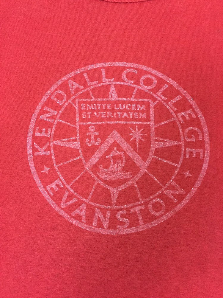 Vintage 80s Kendal College Evanston Chicago IL red USA souvenir t shirt size large