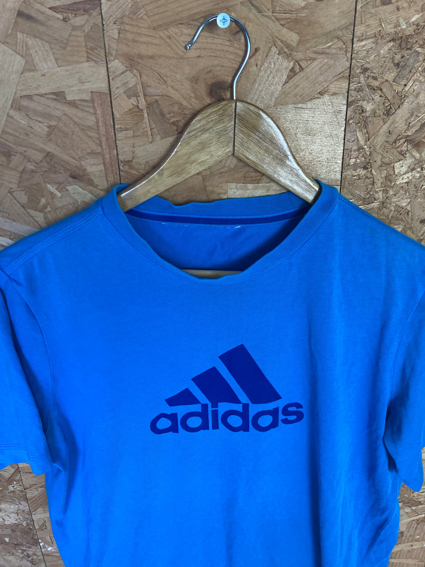 Vintage Y2K Adidas electric blue spell out logo t-shirt size medium