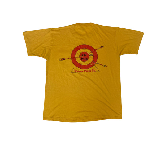 Vintage 90s yellow single pocket Kewin Paper Co souvenir t-shirt size large