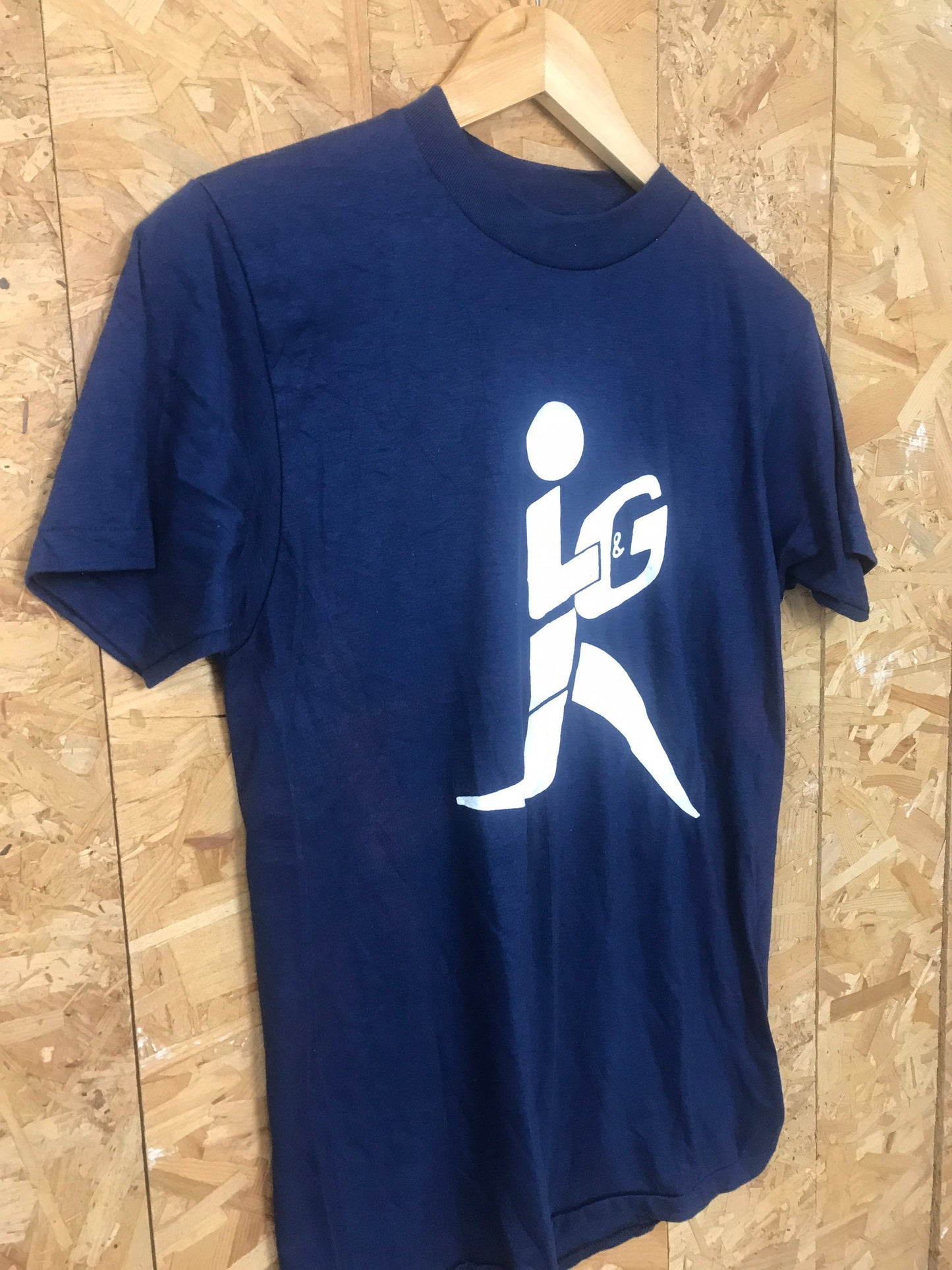 Vintage 80s L&G annual company road race USA navy blue single stitch souvenir t-shirt size medium