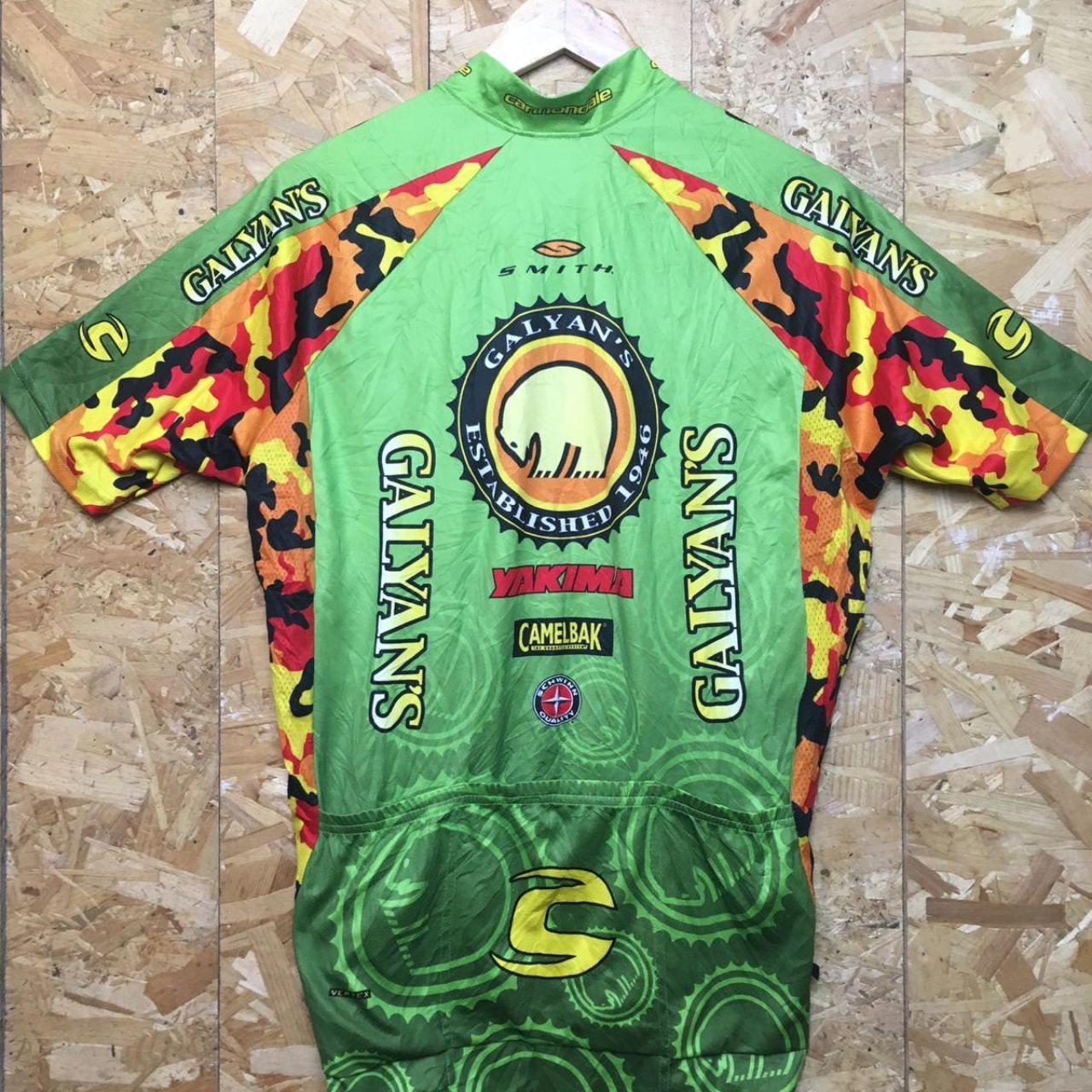 Vintage 90s USA made galyan's camelbak yakima style cycle jersey camouflage green yellow orange size large