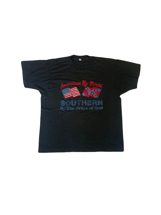 Vintage 90s American by birth, Southern by the grace of god USA black souvenir t-shirt size large