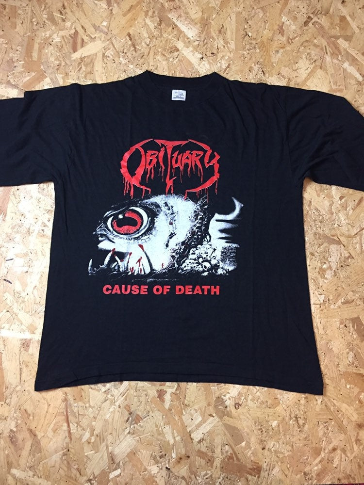 Rare Vintage 1990 Obituary Cause of death album tour US t shirt size large