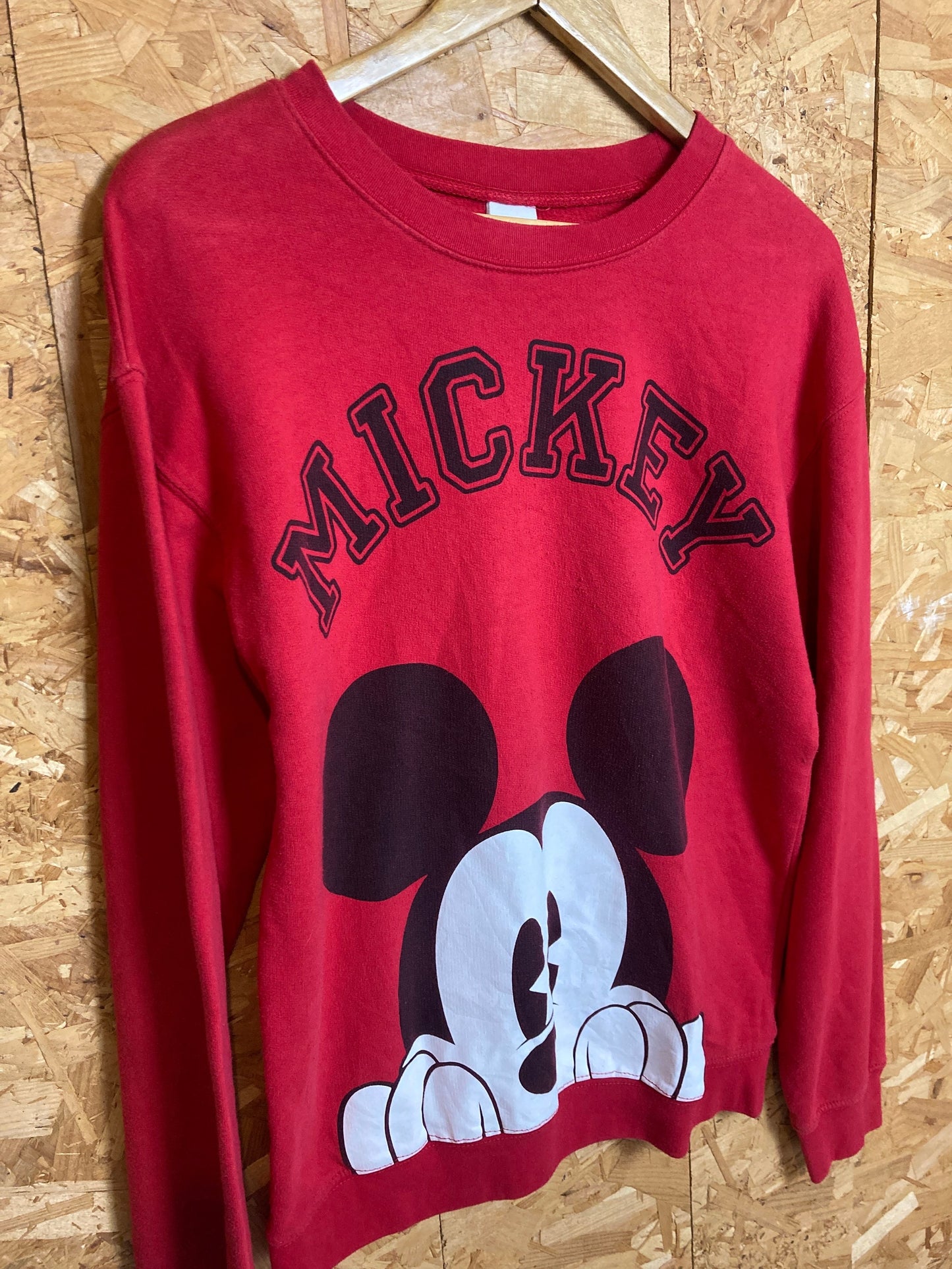 Vintage 90s Mickey Mouse spell out red black crew neck sweater size medium