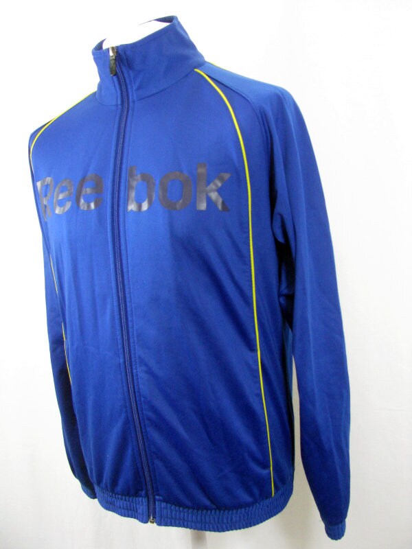 Reebok 90s Blue & Yellow Vintage Tracksuit Top Retro Jacket zip top size medium