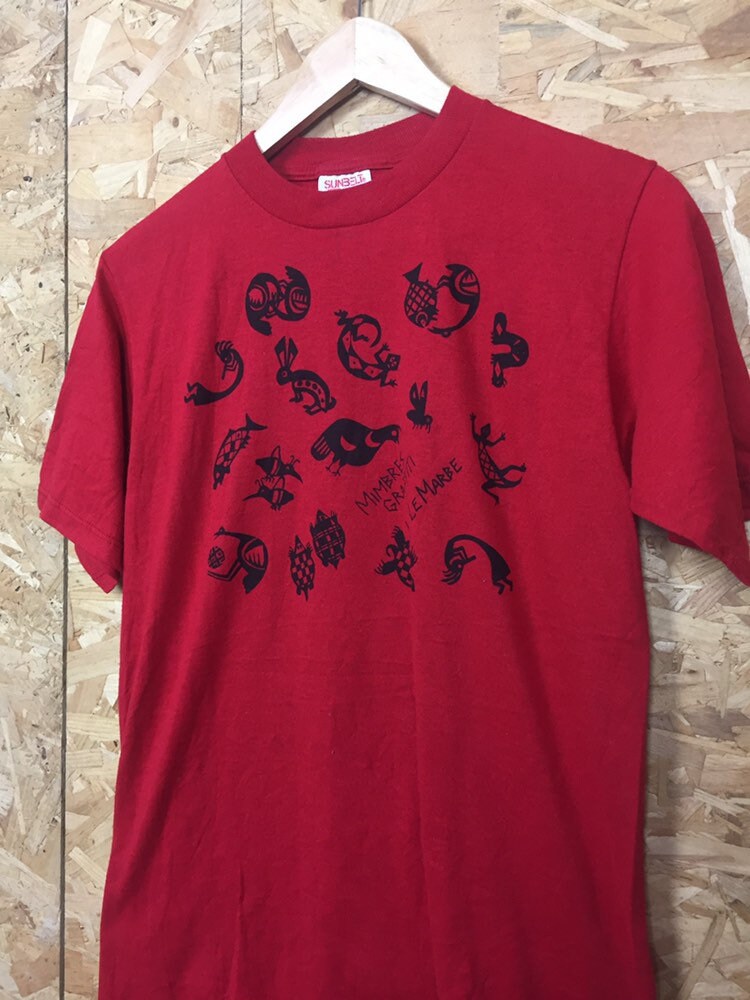 Vintage 90s red Mimbers Graffiti by LeMarbe USA souvenir t-shirt size medium