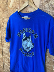 Vintage Y2K blue Horizon Huskies dog print t-shirt size large