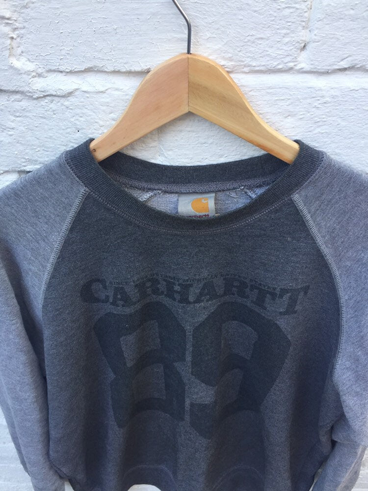 Vintage 90s Carharrt grey 89’ baseball style sweater sweatshirt crew neck size large