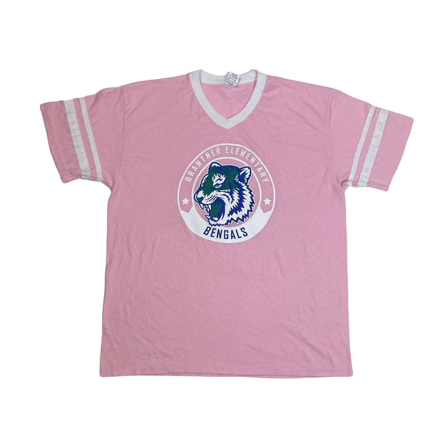 Vintage 90s Brantner Elementary Bengals USA souvenir quirky pink t-shirt size XL