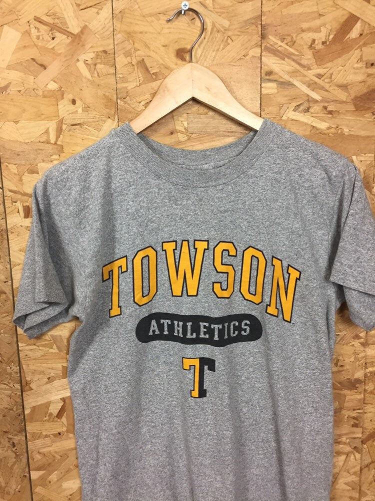 Vintage 90s Towson university Maryland USA souvenir college varsity grey marl t-shirt size small