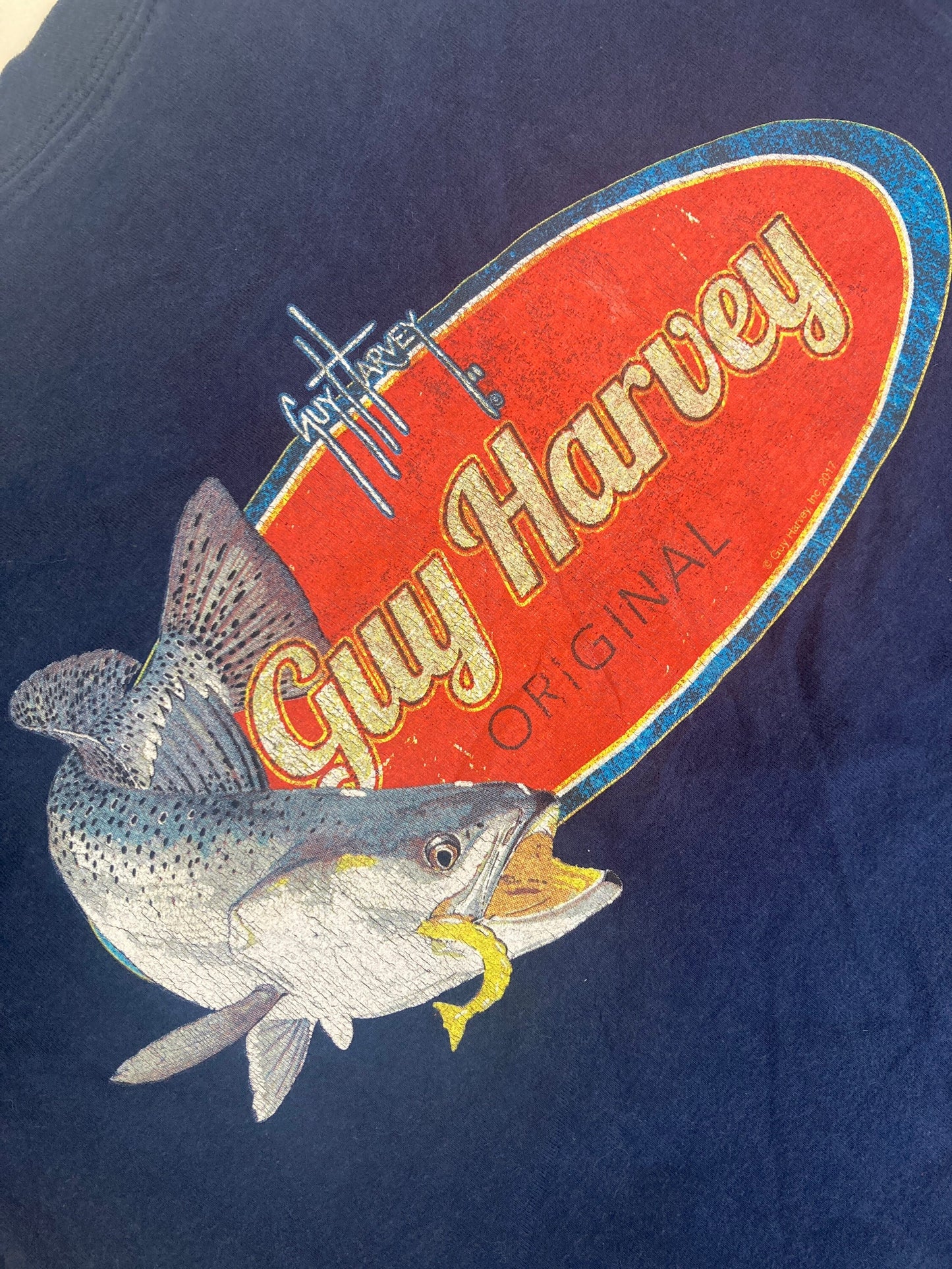 Vintage navy blue Guy Harvey Fishing T-Shirt with Fish graphics size small