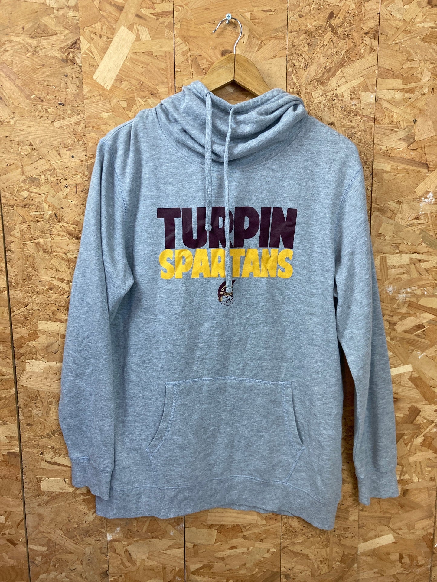 Vintage Y2K Turpin Spartans USA college varsity snood neck grey hoodie size XL