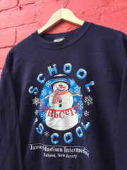Vintage 00s USA &quot;School is Cool&quot; James Madison Intermediate New Jersey navy blue sweater by Lee size large