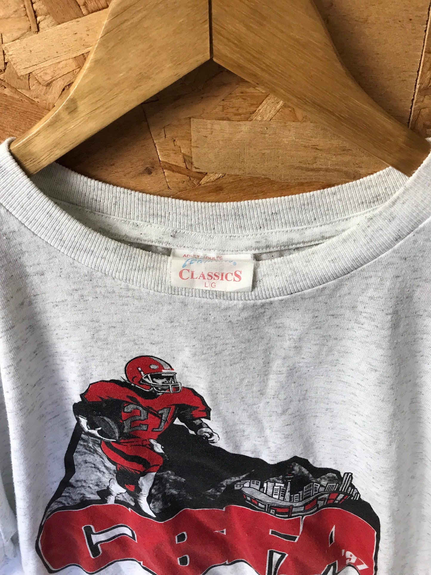 Vintage 90s CBFA USA football souvenir college varsity heavy duty grey marl t-shirt size large