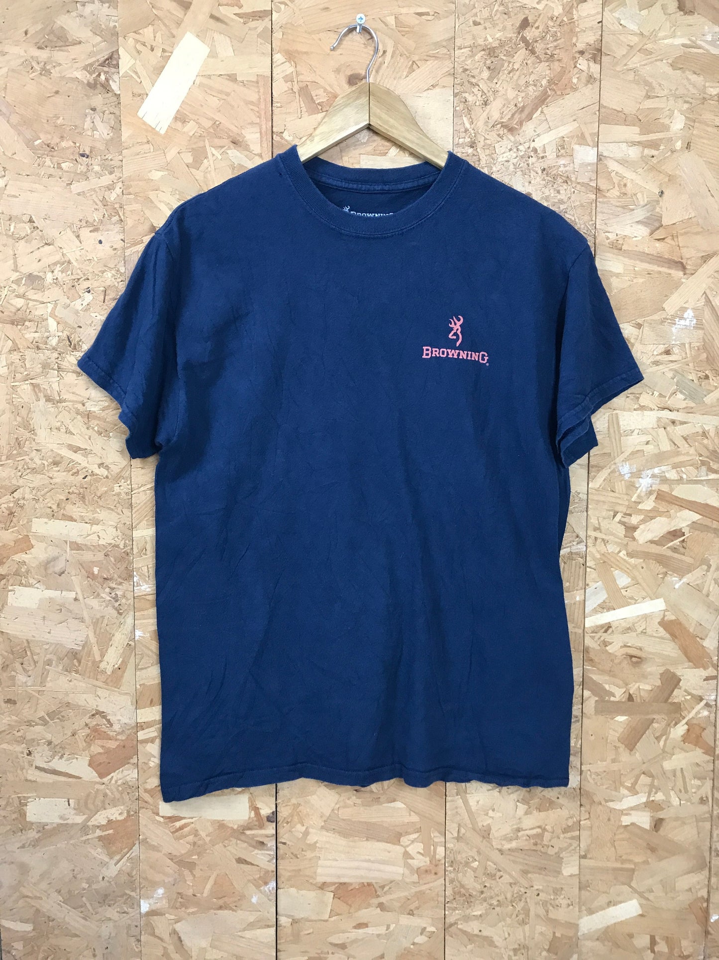 Vintage 90s Browning Hunting Texas state print USA navy blue t-shirt size medium